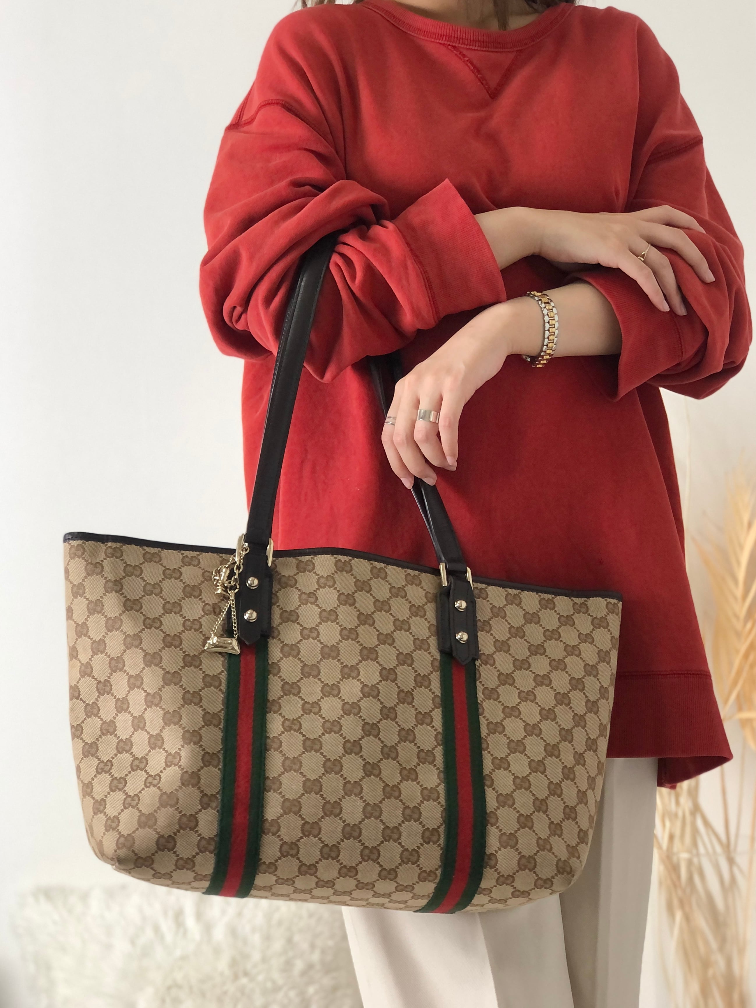 GUCCI グッチ GG柄 シェリーライン ブーツチャーム キャンバス 