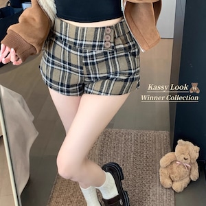 3色/ウールタッチボタンショートパンツ ・73853 3色/ウールタッチボタンショートパンツ ・73853