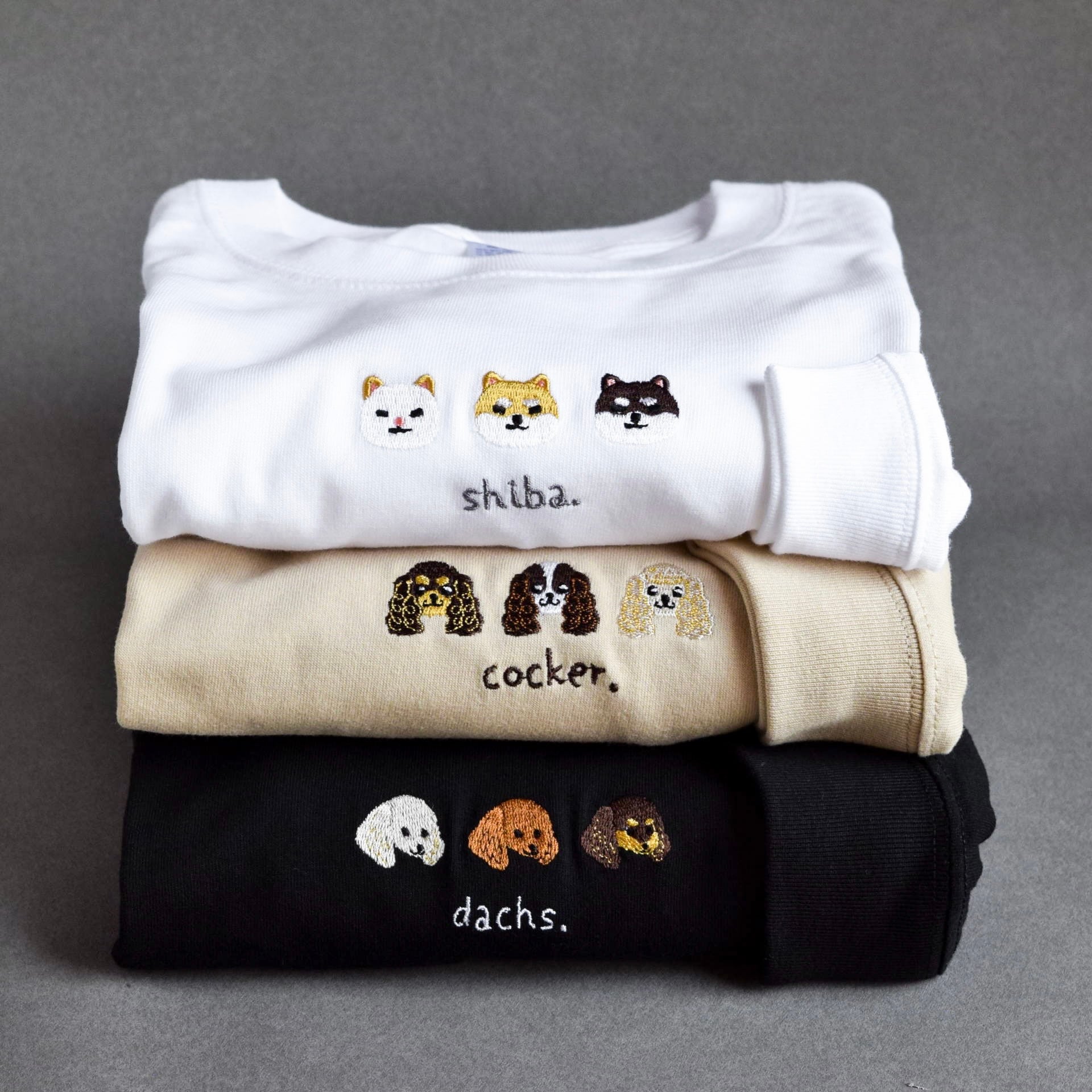 犬が選べる！刺繍ロングスリーブTシャツ【選べる3色】うちの子グッズ
