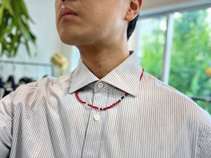 F オリジナル ハンドメイド ヴィンテージビーズ ネックレス|レッド系|フリーサイズ|デッドストック ヴィンテージビーズ 新品未使用