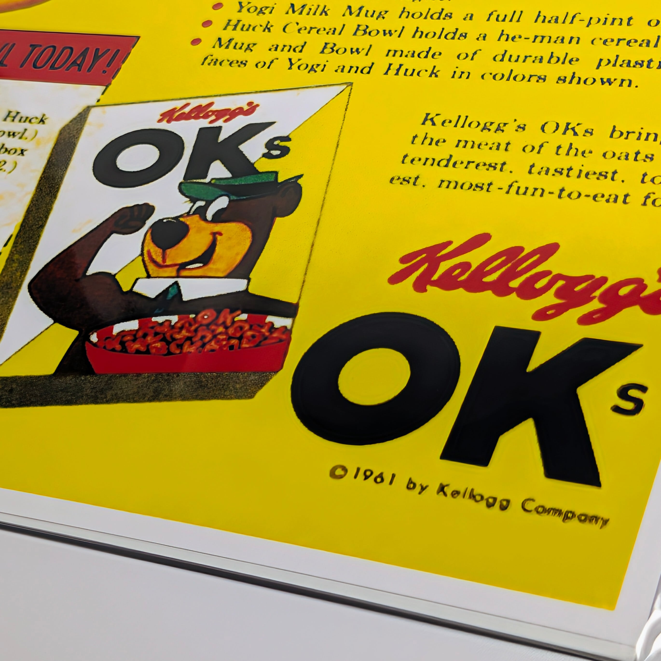 ♫ちょうどいいB4ポスター♫【 Yogi Bear ( ヨギ・ベア ) 】Kellogg's ケロッグ〚アメリカン雑貨 アメトイ〛