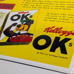 ♫ちょうどいいB4ポスター♫【 Yogi Bear ( ヨギ・ベア ) 】Kellogg's ケロッグ〚アメリカン雑貨 アメトイ〛