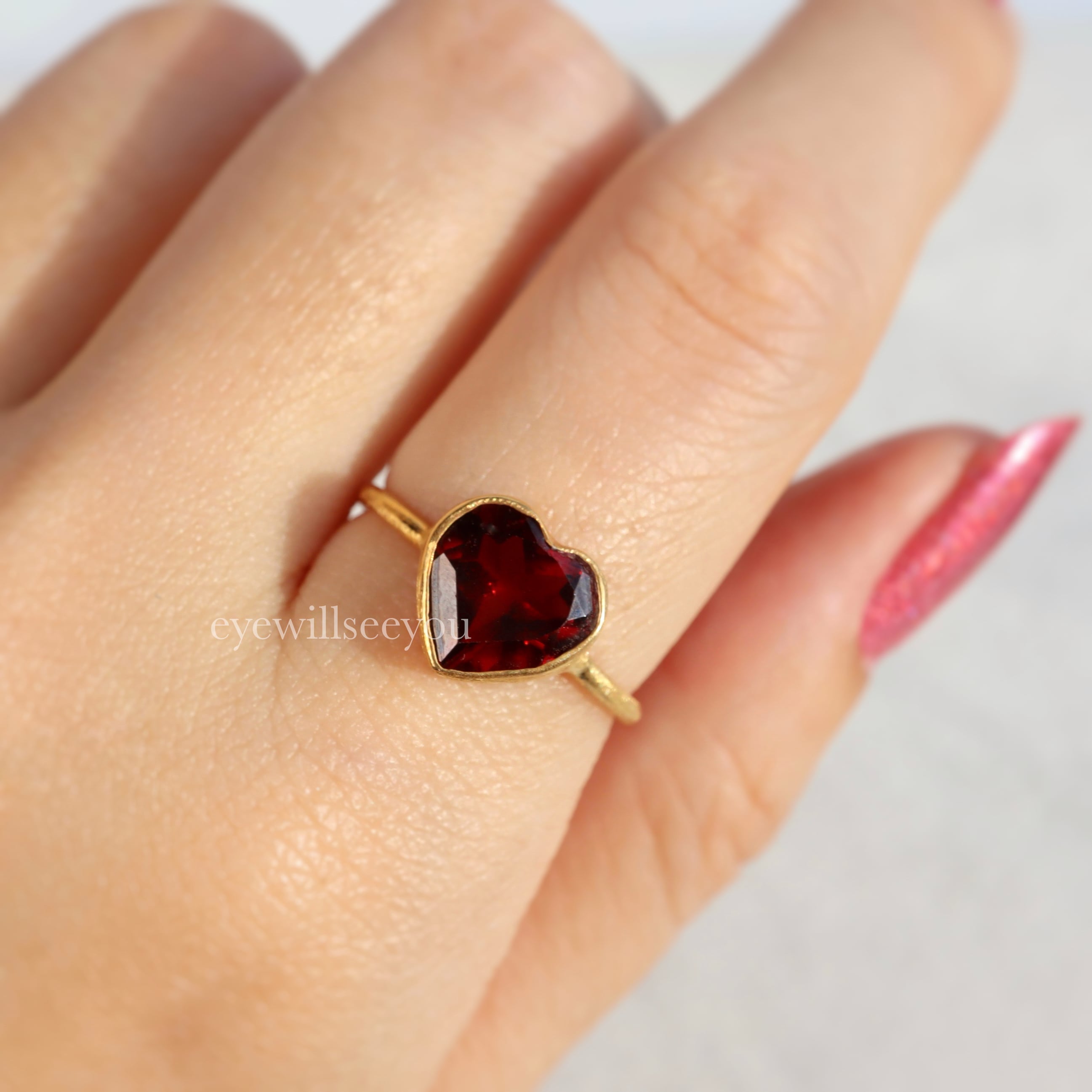 Garnet heart ring ガーネットハートリング | eyewillseeyou