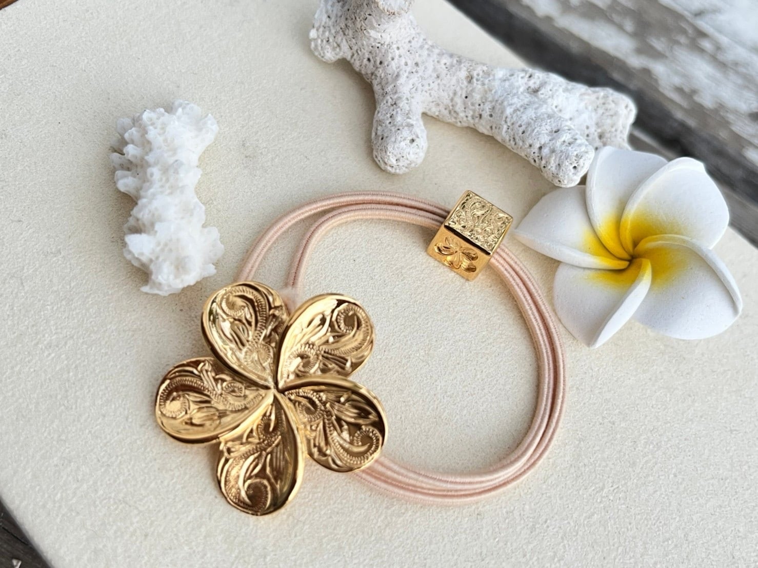 LIFE isオリジナル Hawaiian jewelry プルメリアゴム（gold,Green gold,pink gold）¥9000+tax(¥9900)