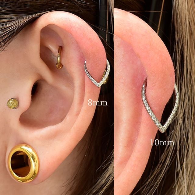 ボディピアス リング 軟骨ピアス 16G ワンタッチリング 槌目 ティア