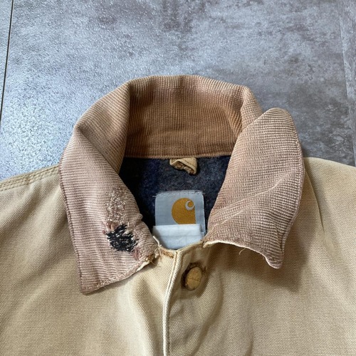 90s Carhartt 襤褸 ダック地 チョアコート ブランケット 無地 不明製 jacket 詳細写真3