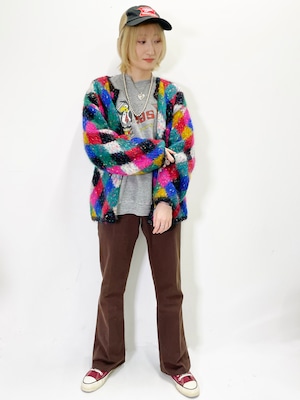 Vintage Multicolor Moiair Cardigan