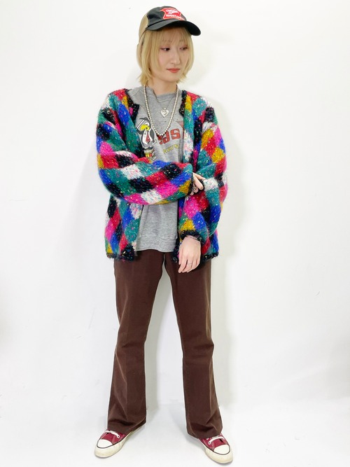 Vintage Multicolor Moiair Cardigan