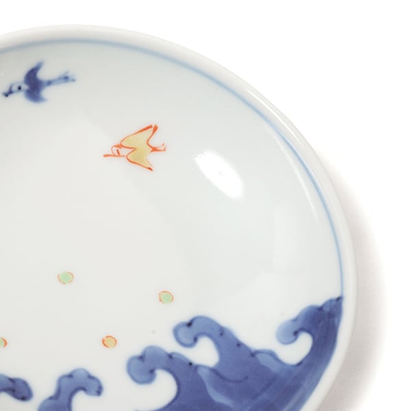 染錦波千鳥3.5寸丸小皿 | 福珠窯ファクトリーショップ