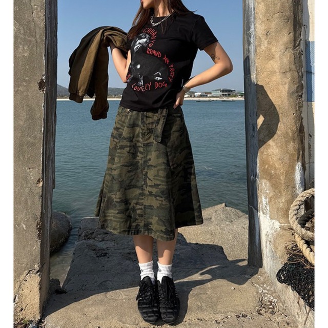 camouflage long skirt　迷彩ロングスカート　J2069