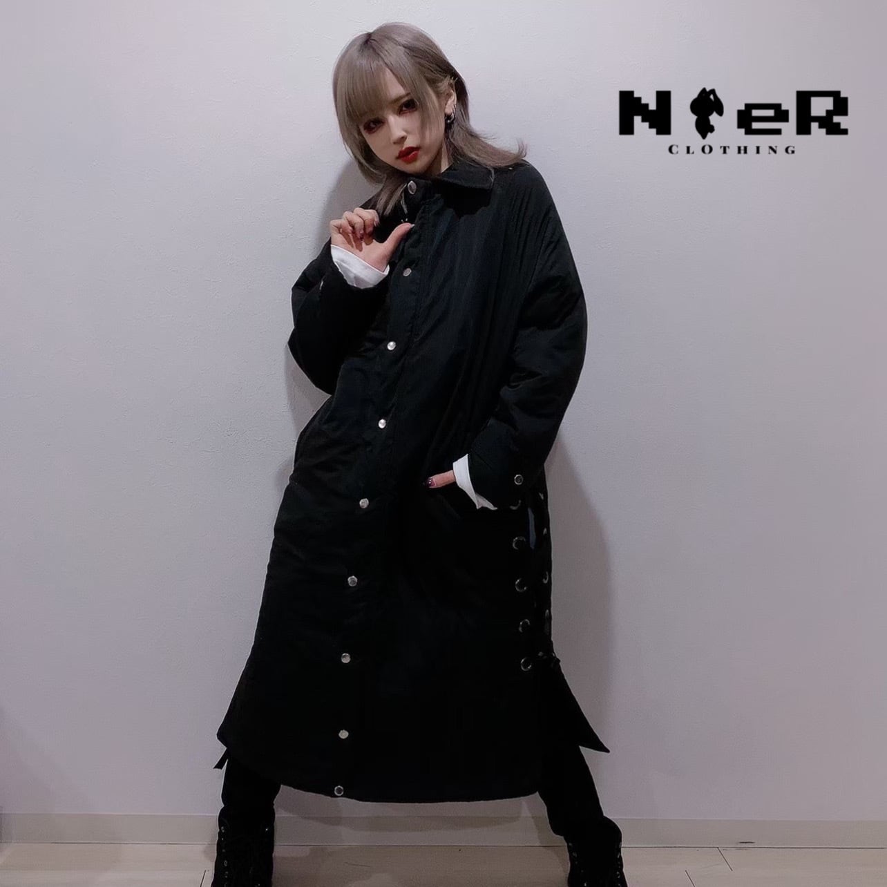 Nier 超防寒中綿入　Side Braid ロングコート　内ポケット