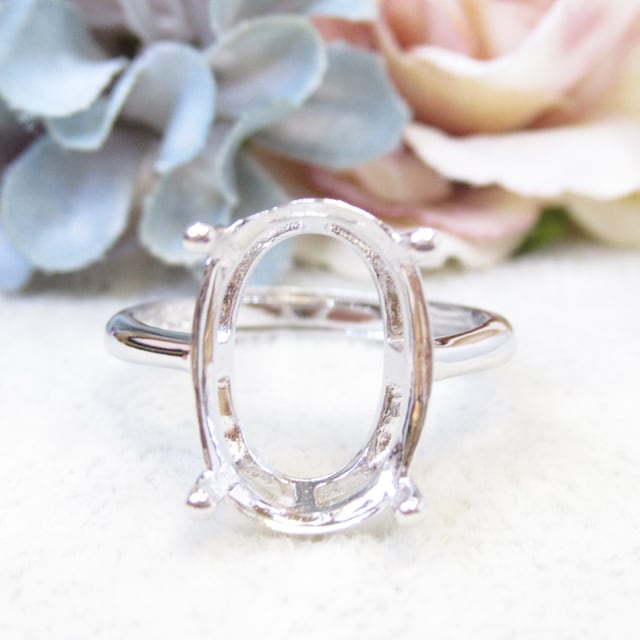 14×10㎜ シンプル 4爪 S925 リング台 SV