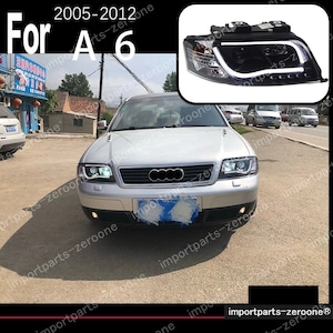 アウディ　A6　C5　C6　アップグレードヘッドライト　ソナー付き　2005～2011　Headlight No Bulb　　-HAD-1096