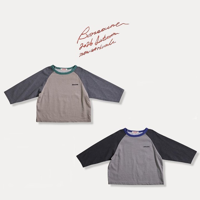 【取寄】boneoune｜diamond pigment raglan tee｜ダイヤピグメントラグランT｜XS-JL｜kids&jr｜26 autumn