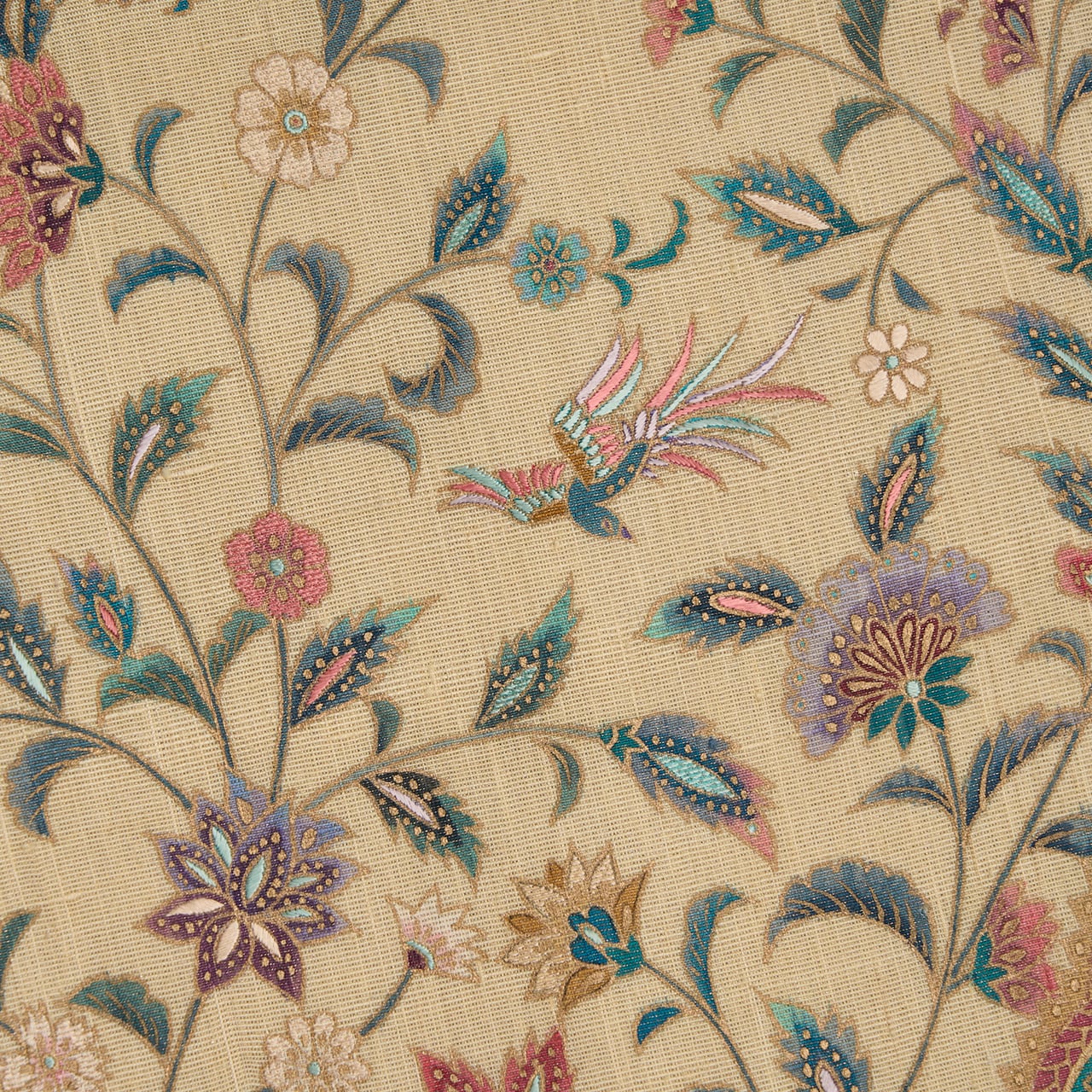 唐花模様 金更紗に手刺繍 袋帯 【中古】 | かわの屋