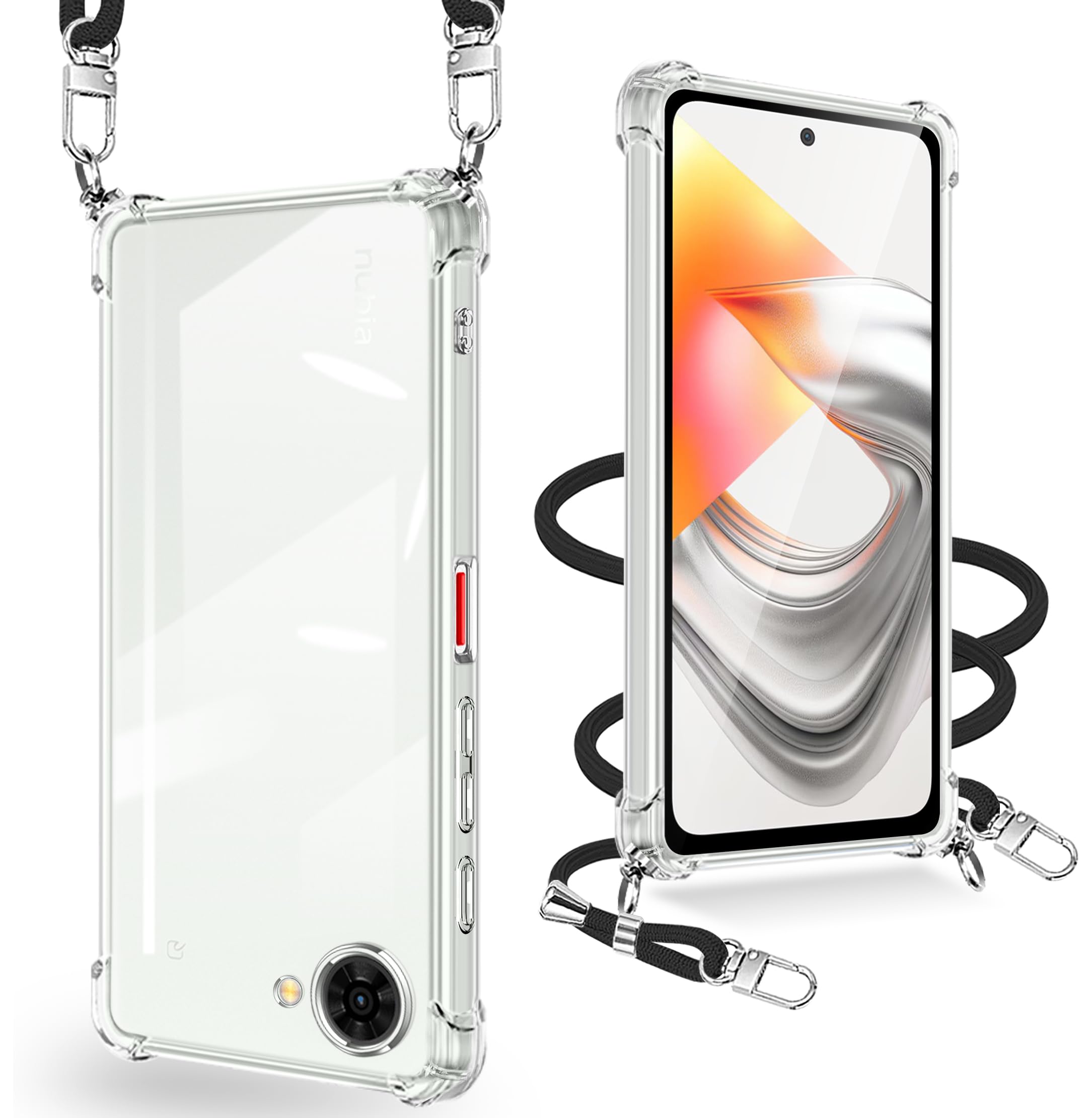 xiusiteli ZTE Nubia S2r/S2e/S2 Lite 用 ケース クリア ショルダー A507ZT TPU 縄掛け 軽量