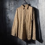 90s OLD STUSSY モノグラム　長袖シャツ　ブラウン　L オールドステューシー