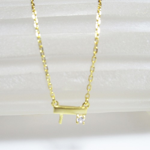 芯立て  バーCZ ネックレス セッティング  S925 YG