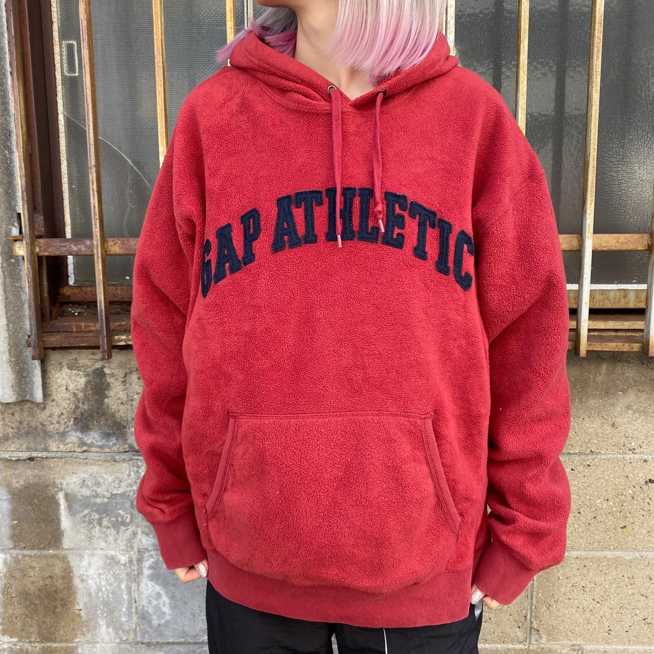 GAP ギャップ フリース プルオーバーパーカー メンズM 古着 ロゴ 