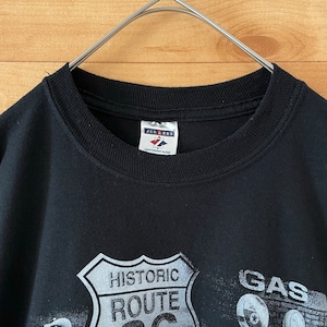 【JERZEES】クラシックカー ROUTE66 ロゴ 両面プリント Tシャツ L US古着