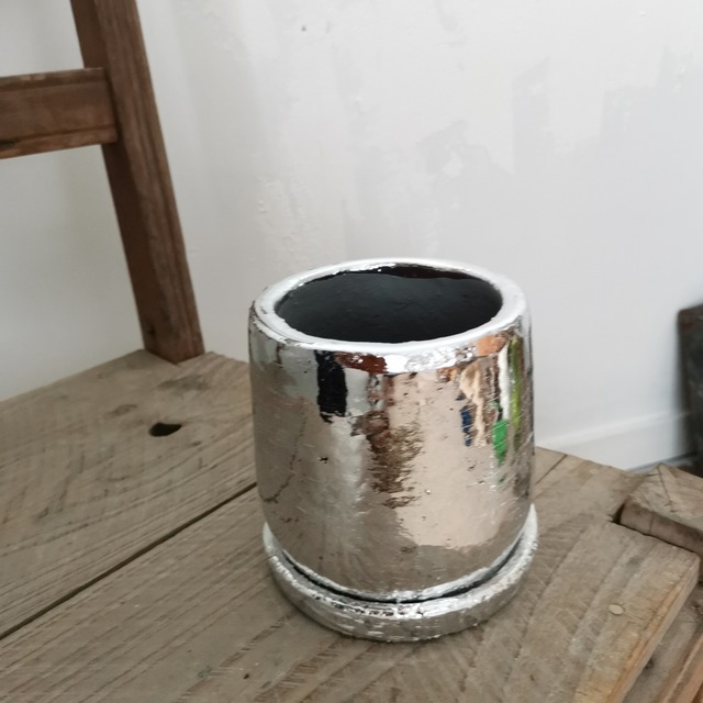 Weekend VASE：Round pot silver S  ラウンドポット/プランター・植木鉢