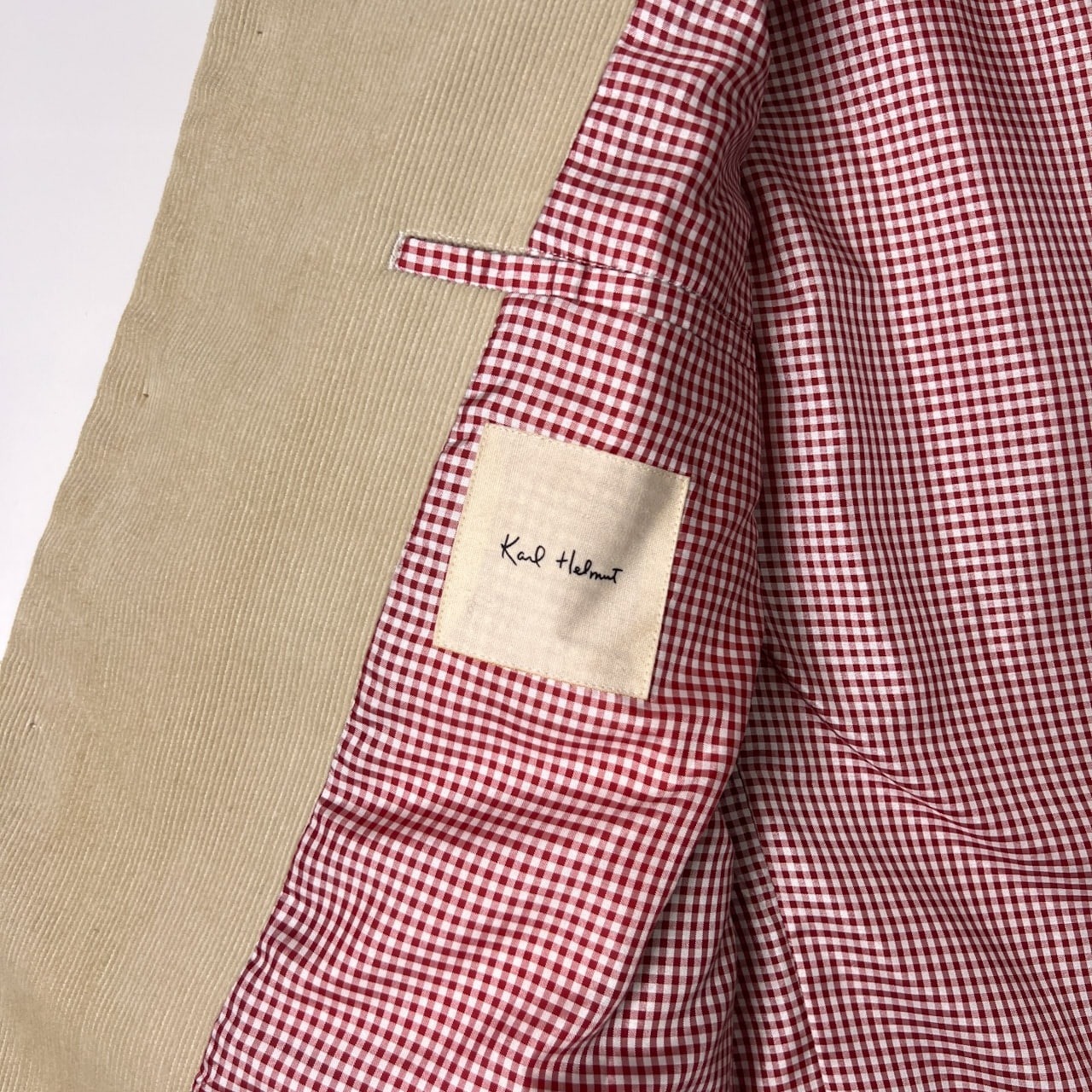 Karl Helmut カールヘルム 裏ギンガムチェック コーデュロイ セットアップ (上)M (下)XL/ベージュ