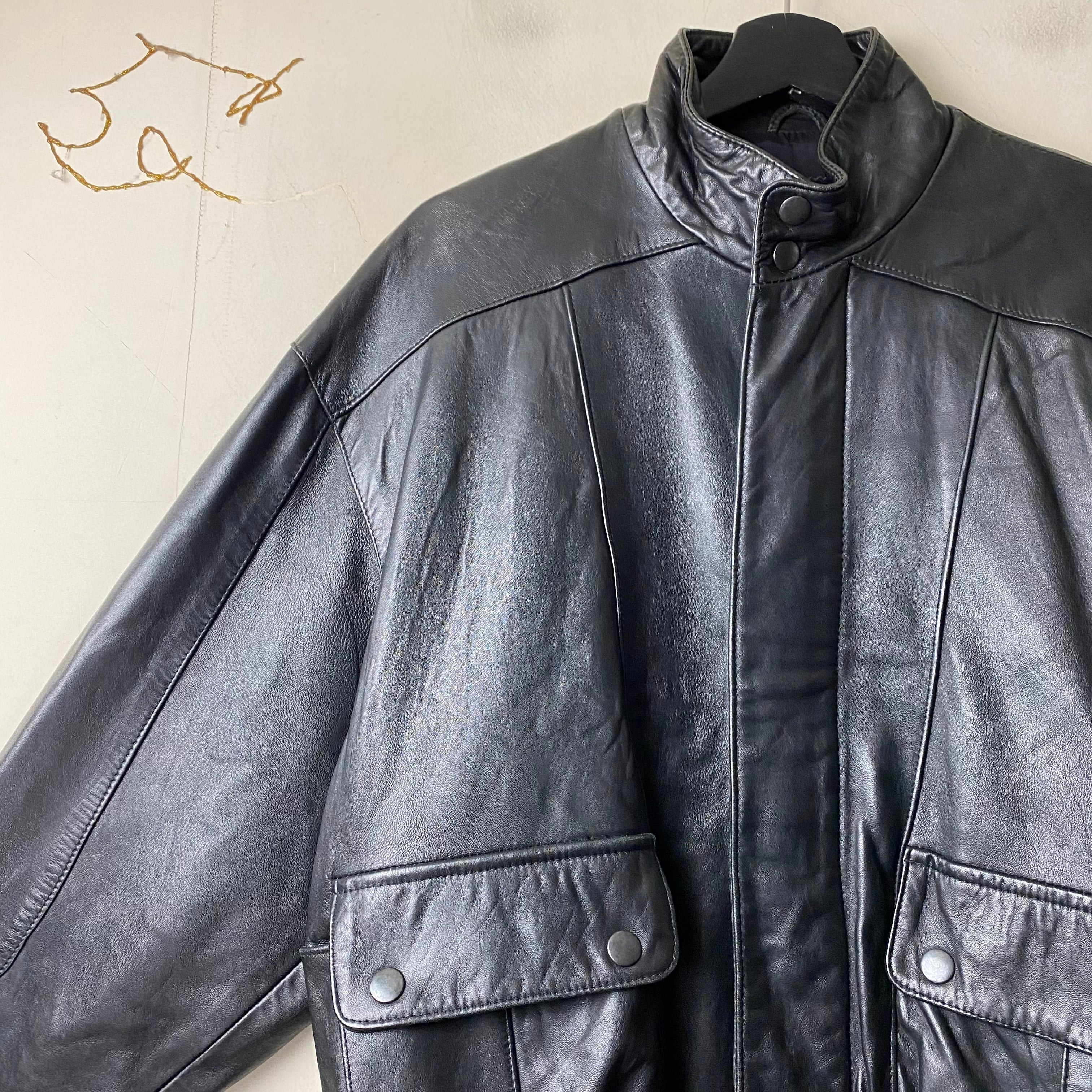 old NORTH BEACH LEATHER × MICHAEL HOBAN black leather blouson 