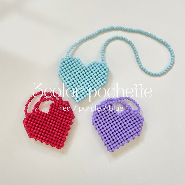 【 即納 】Beads heart pochette - ビーズバッグ