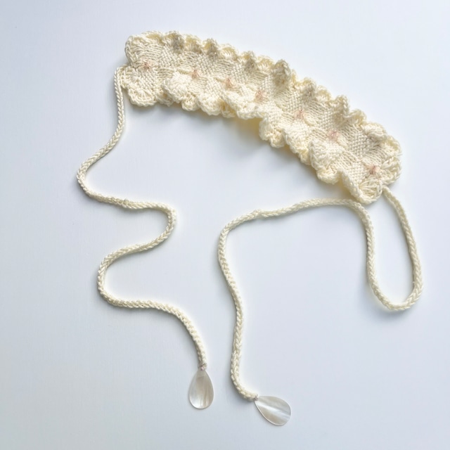 hand knit head band : yellow beige