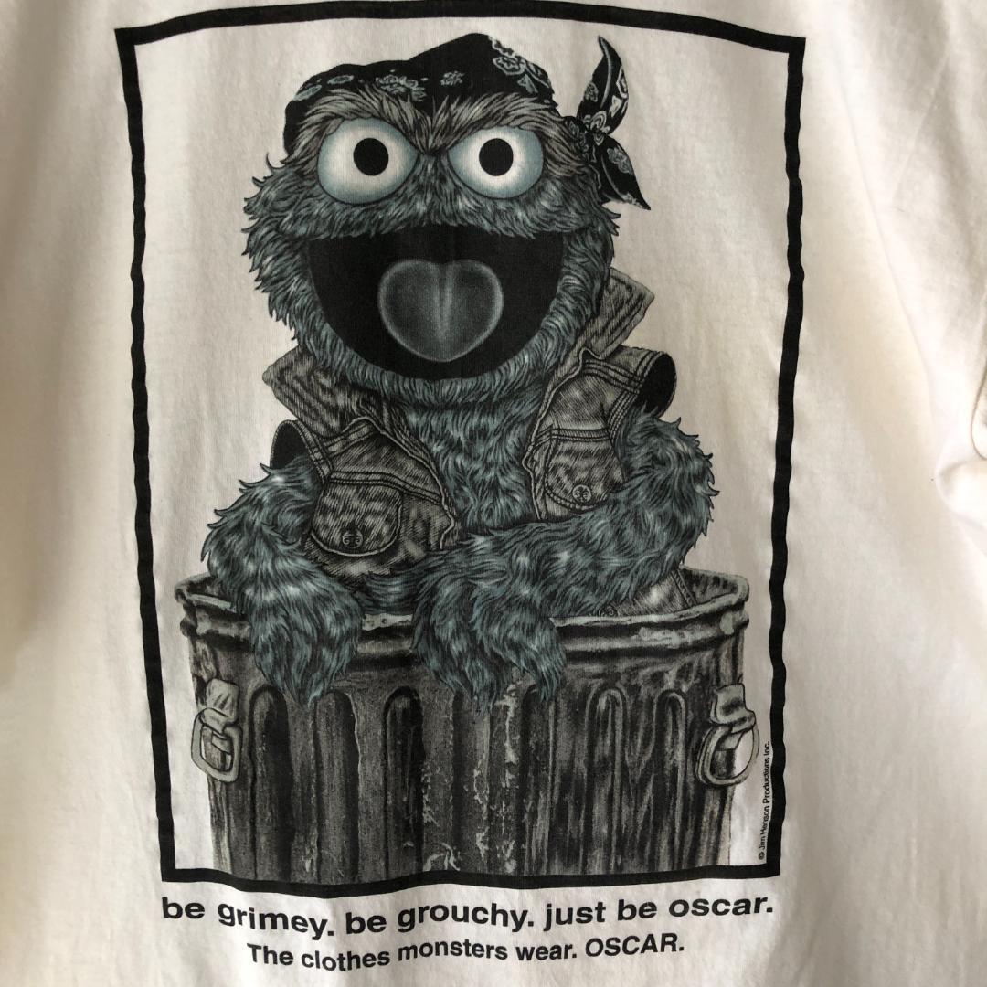 XZ537 Tシャツ オスカー セサミストリート 90s ロッカー バイカー