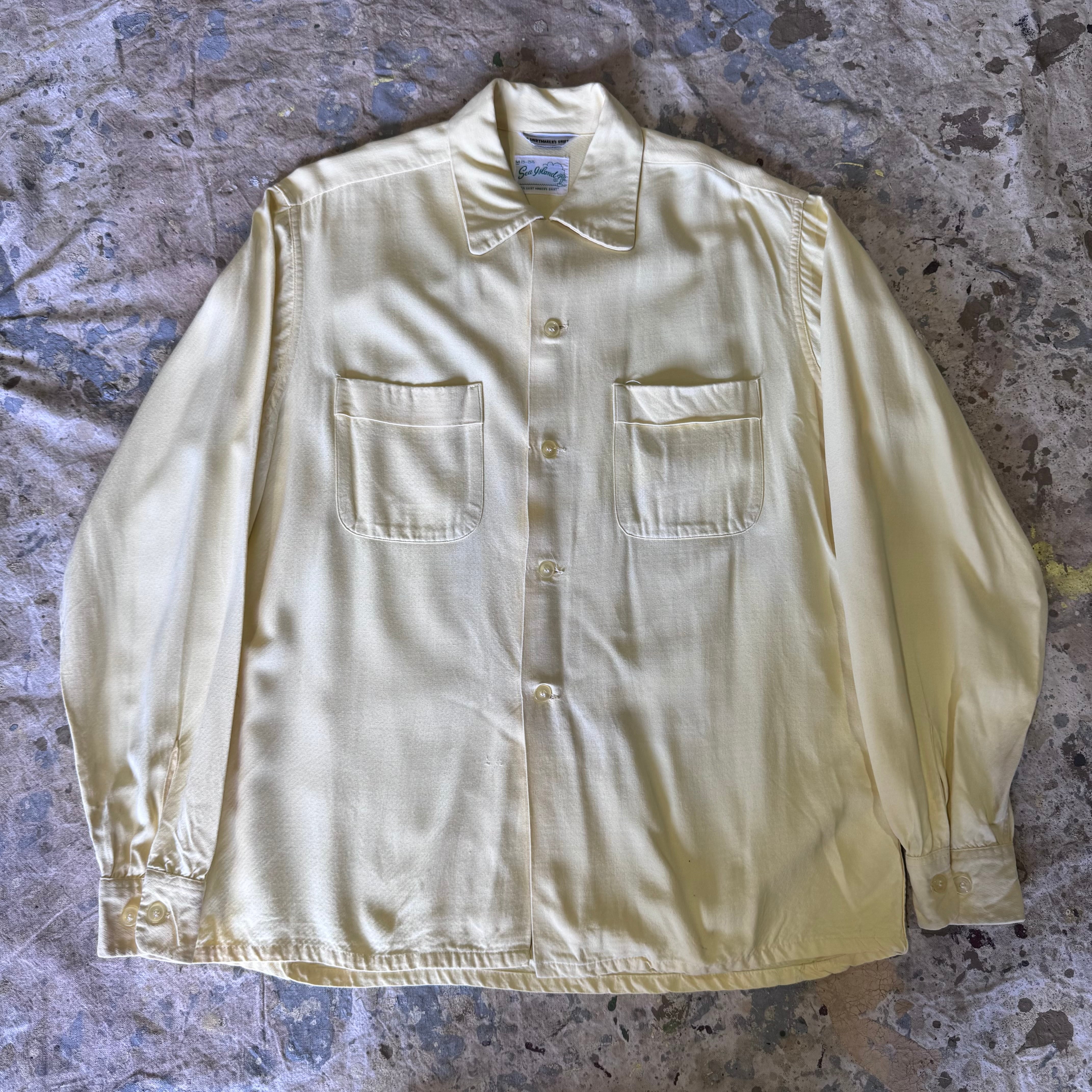 50s Sea Island レーヨンシャツ 解禁 イエロー M | 古着屋 savvy