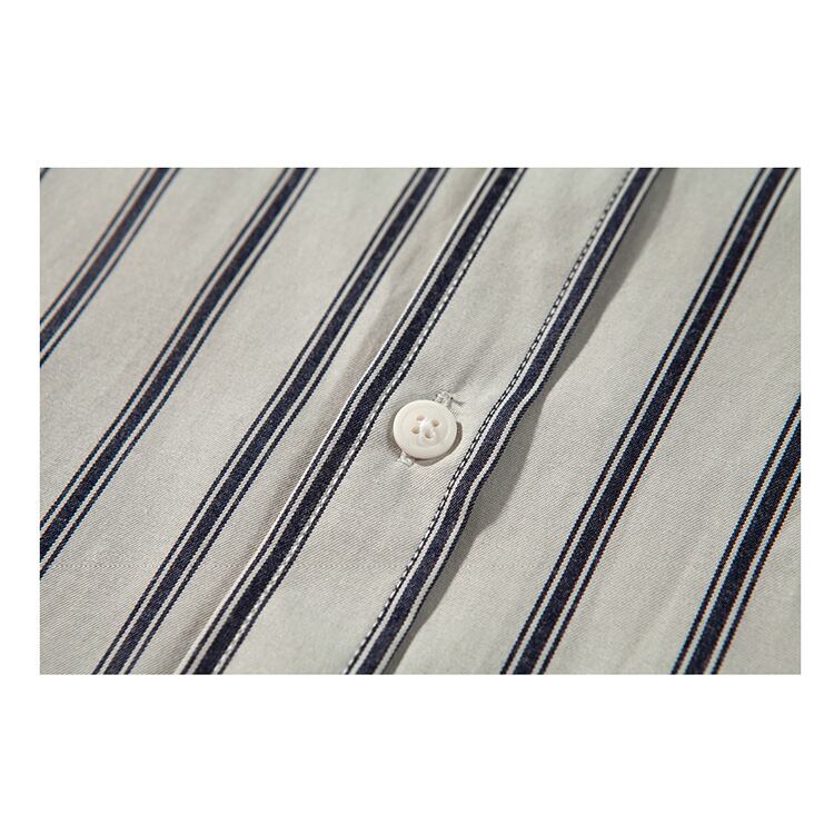 ★COLLEGE STYLE LOOSE STRIPED DRAPED SHIRT　　　19169