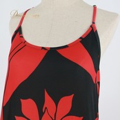 フラダンス 衣装 ワンピース ドレス Kuulei Hawaii レッド系 キャミソールワンピース ロングワンピース ツートーン 印象的 華やか 鮮やか かっこいい ハワイアン アロハ ハワイアンプリント キャミワンピ フラ ダンス レッスン 練習 ブラック系