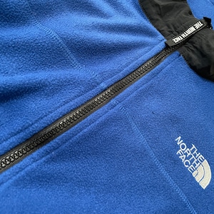 【THE NORTH FACE】USA製 フリース デナリジャケット 中間着 ワンポイントロゴ 刺繍ロゴ ジップアップ フルジップ L 切替 ナイロン ノースフェイス US古着