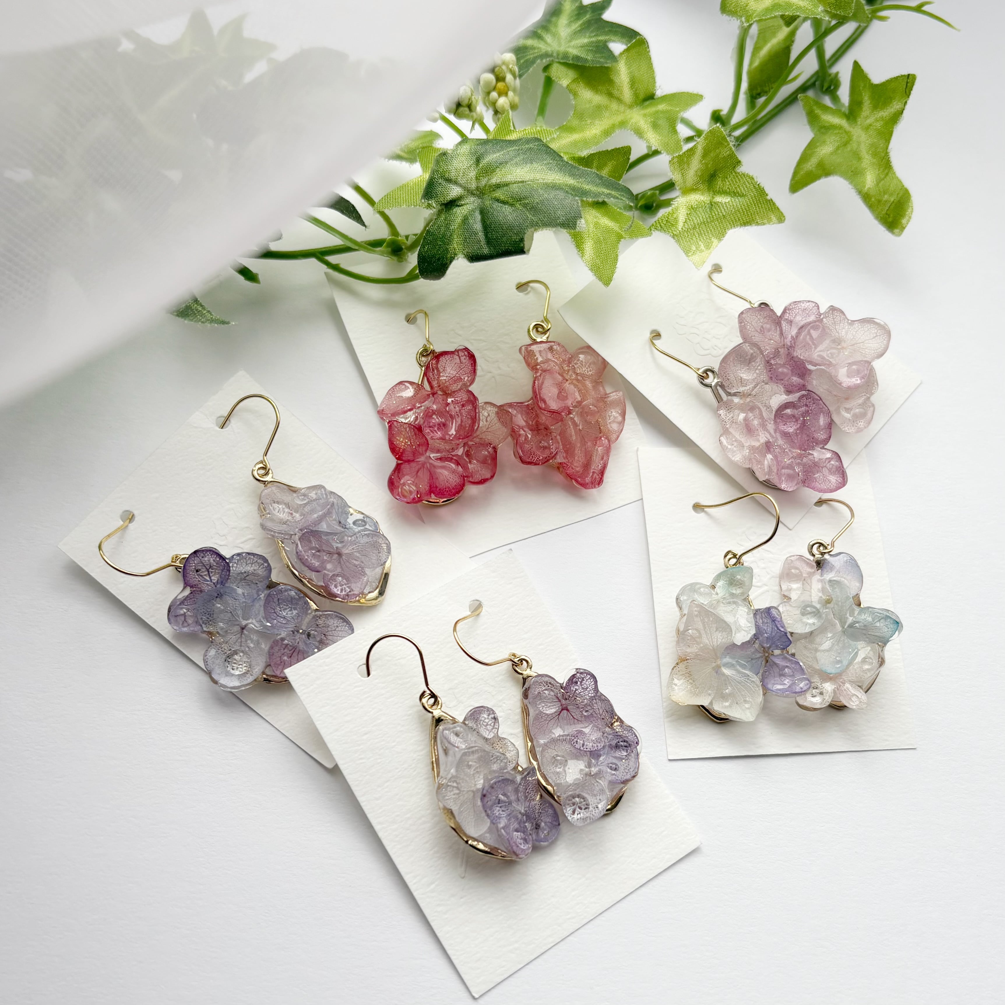 朝露 本物の紫陽花 ピアス・イヤリング