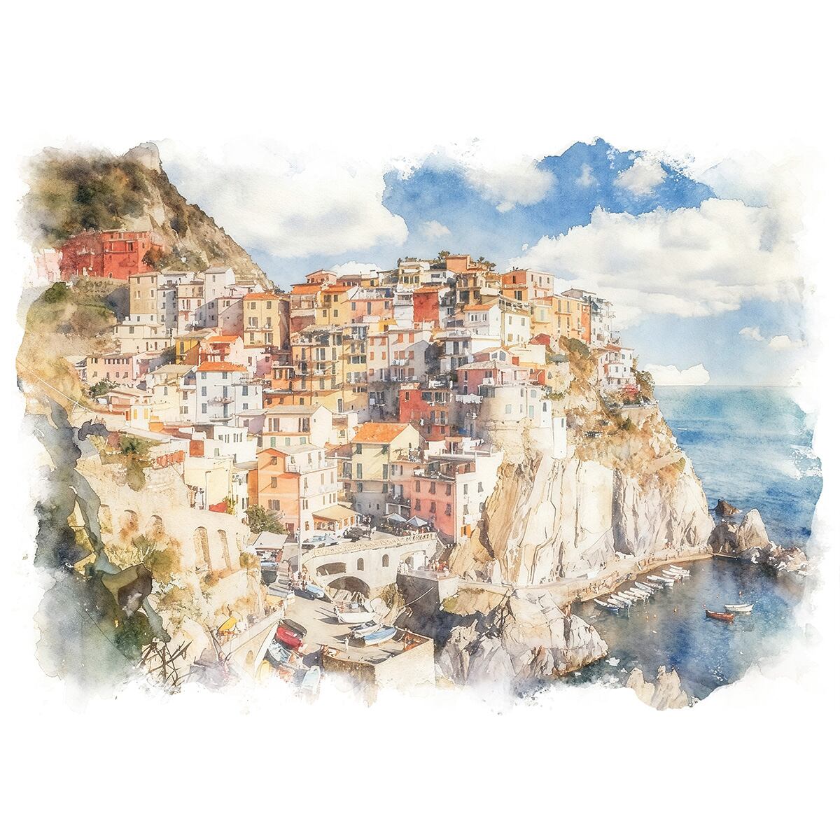 絵画 風景画(街並み) イタリア チンクエ・テッレ インテリアアート額