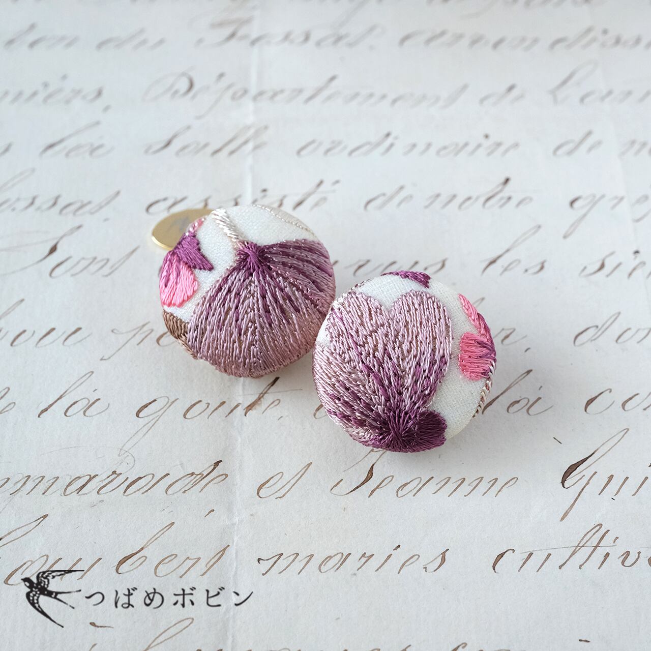 サリーボーダーのクリップ◎パープルピンク/花G【つばめボビンのクリップシリーズ】