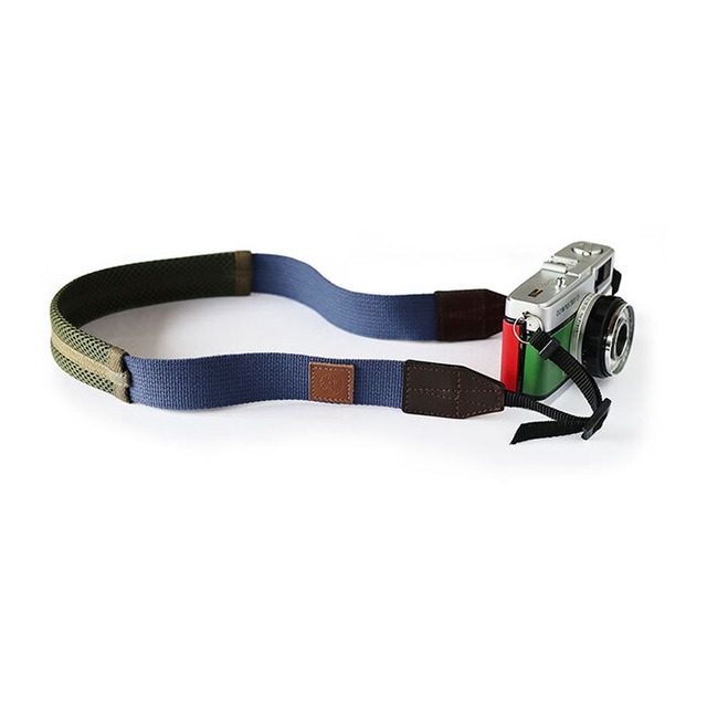 カメラストラップ：+cushion camera strap |コバルトブルー +オリーブ クッション