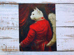 猫の肖像画端切れ布　19cm×14cm　フランス製　[FR-02]