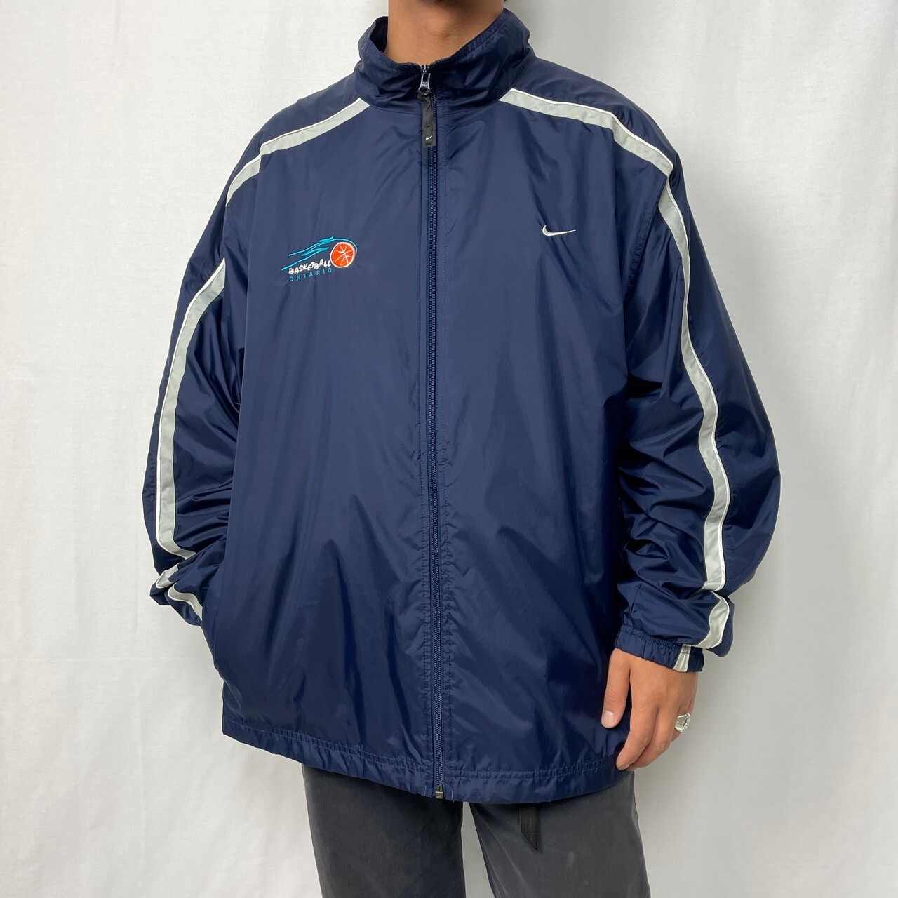 00年代 NIKE ナイキ ラインデザイン ナイロン トラックジャケット 