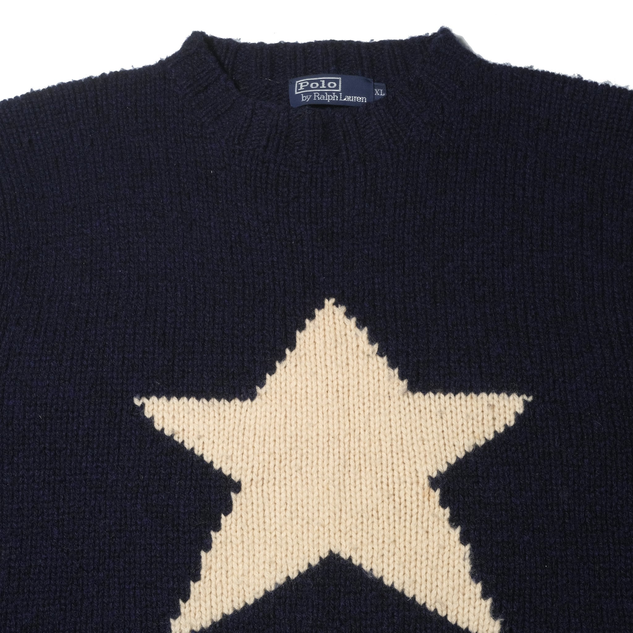 90's Polo by Ralph Lauren star hand knit sweater[XL] | goodbuy