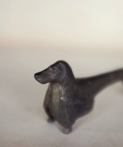 フランス 黙想する動物たちとブロンズのカトラリーレスト 犬さん アンティーク