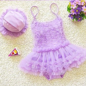 とってもかわいい♡フリフリ♪チュチュ水着♪キッズ 女の子 子ども用 ワンピース 紫
