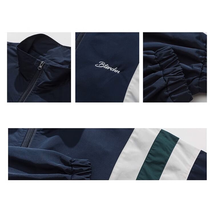 ★CONTRAST COLOR SPLICING STAND COLLAR JACKET　　　A0794