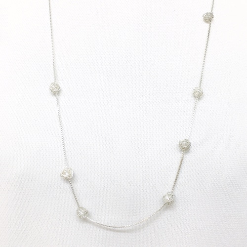 チェロ弦のシルバーワイヤーロングネックレス C-007  Cello silver strings Venezian chain long necklace