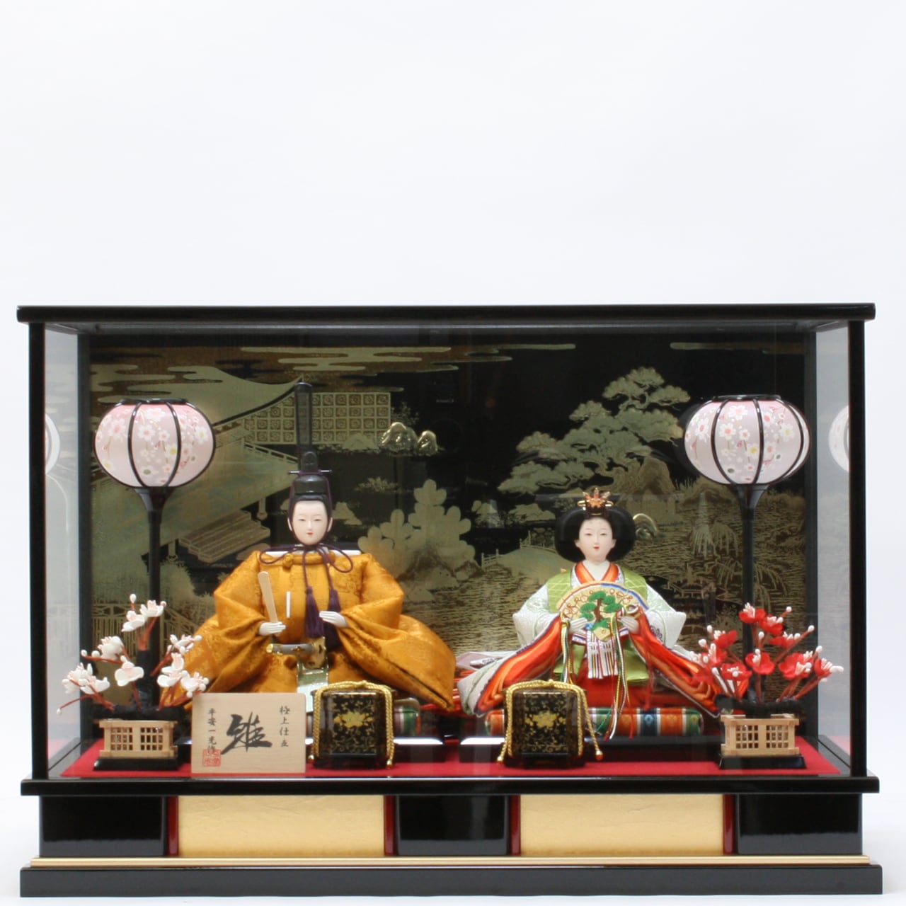 雛人形 ひな人形 初節句 コンパクト おしゃれ モダン インテリア プレミアム こだわり おすすめ 商品名 衣裳着ガラスケース飾り 固定式 三五 令和即位 古代山水 商品コード 07 品番 7 人形の松屋