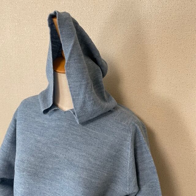 ビックシルエット ホールガーメント ニットパーカー サックス