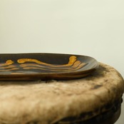 齊藤十郎 スリップ サンマ皿(茶)