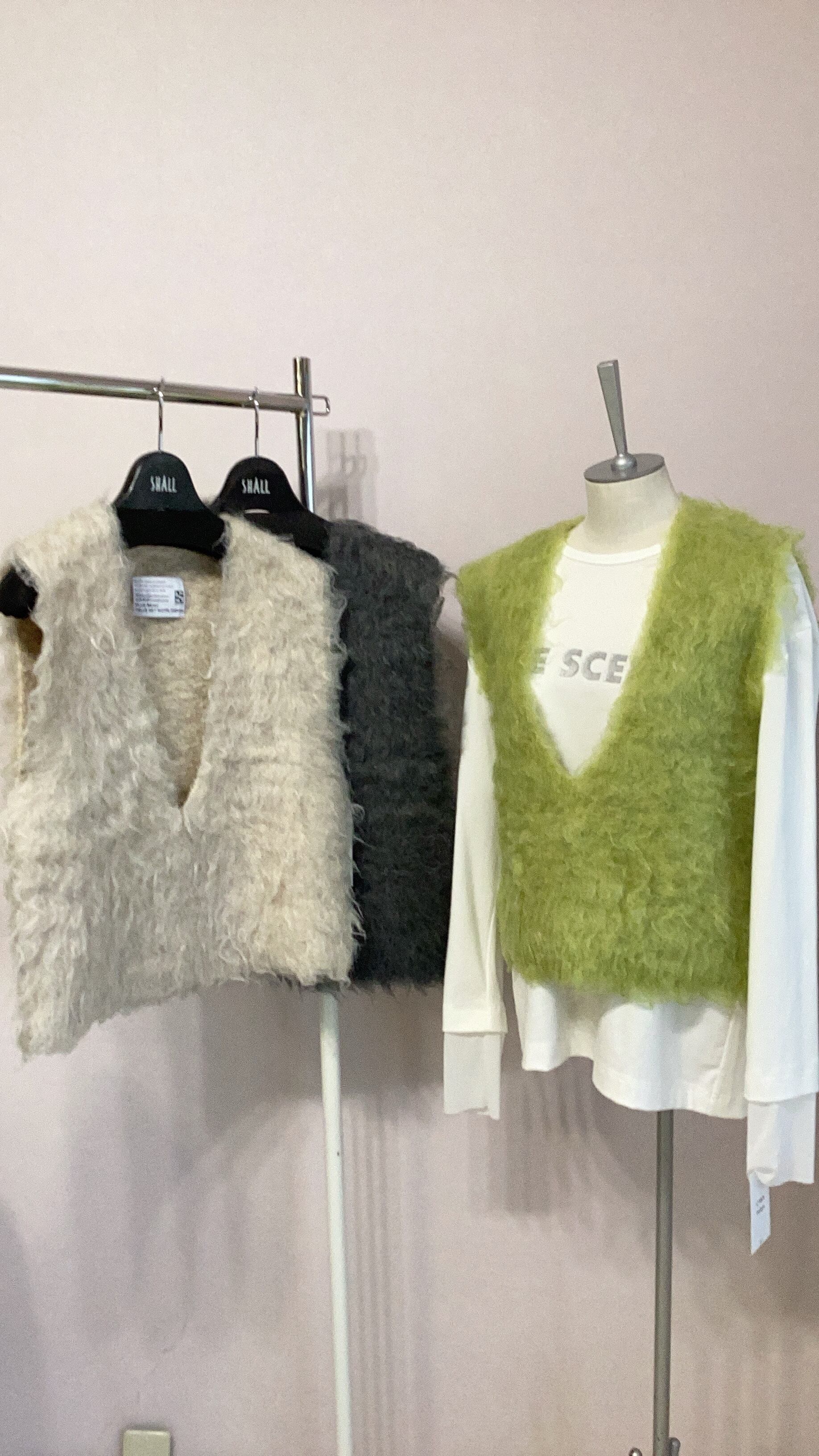 PASSIONE ボアニットベスト ライムグリーン チャコールグレー ベージュ No.546911 サイズ38 9号 Mサイズ パシオーネ