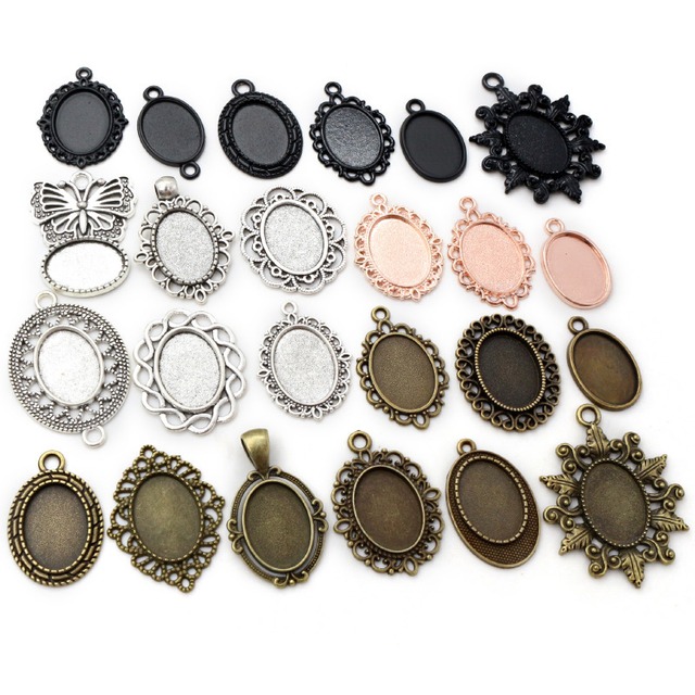 楕円形合金ペンダント底托 13x18mm 인기